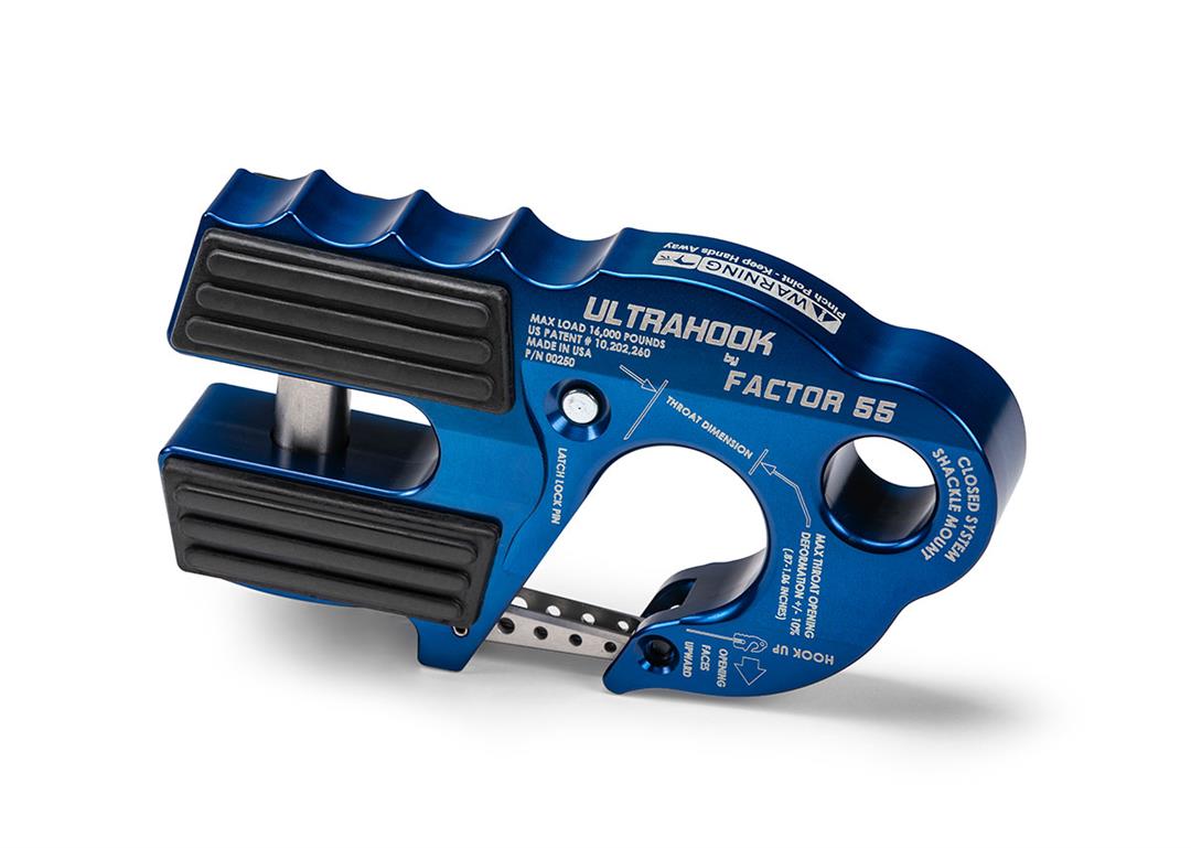 Factor 55 UltraHook Closed System Winch Shackle Mount Blue