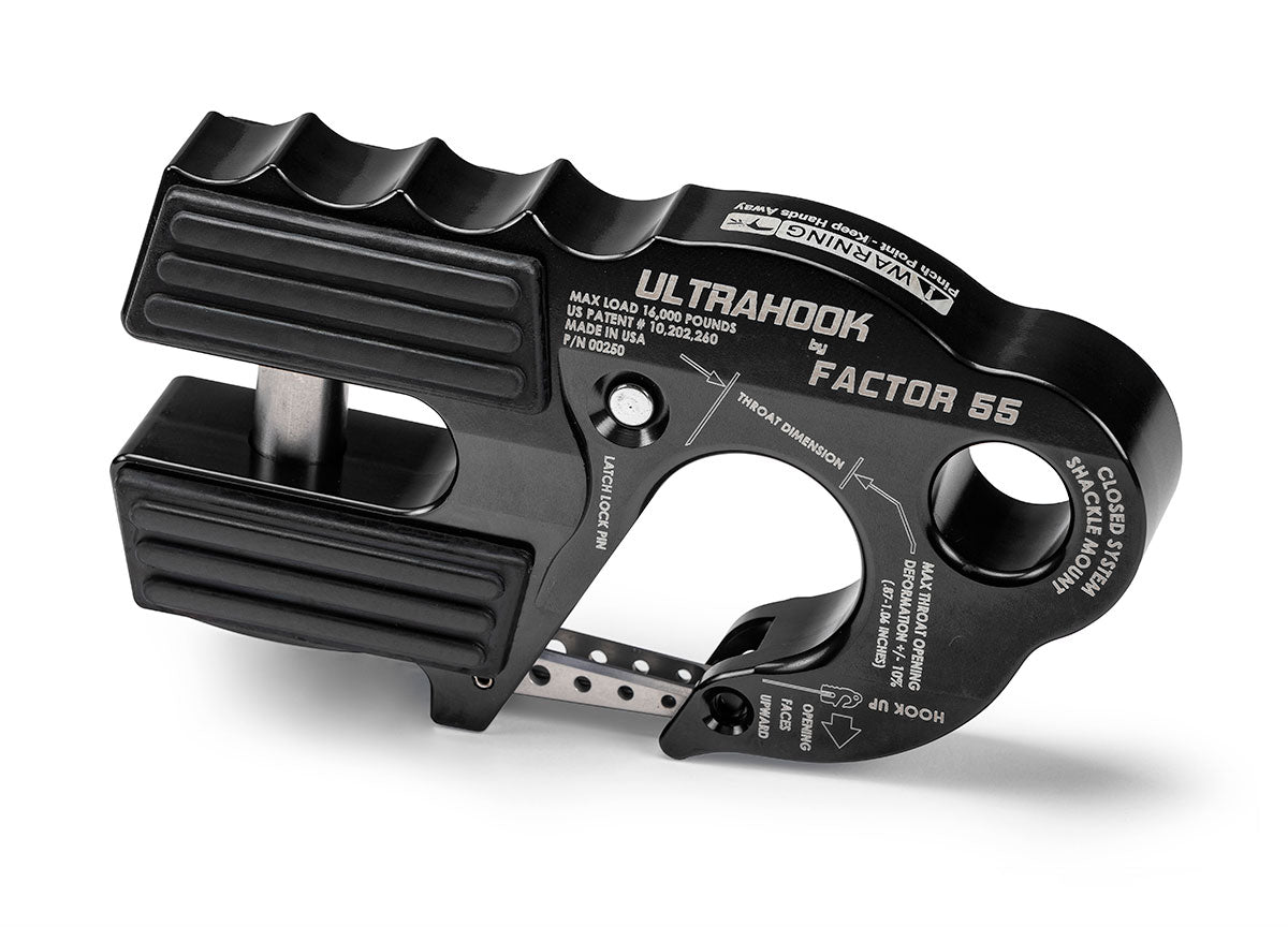 Factor 55 UltraHook Closed System Winch Shackle Mount Black