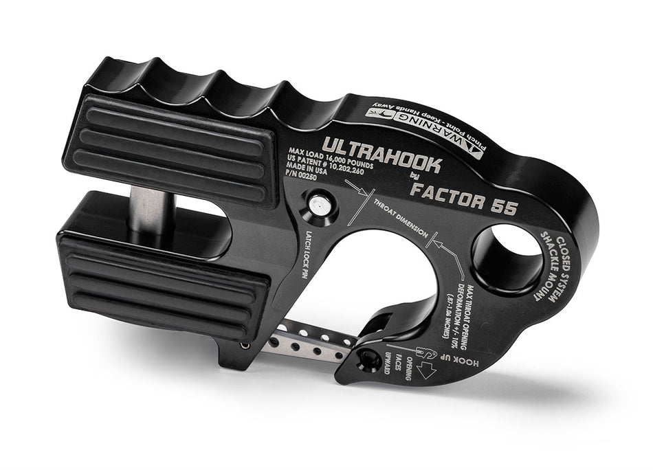 Factor 55 UltraHook Closed System Winch Shackle Mount Black