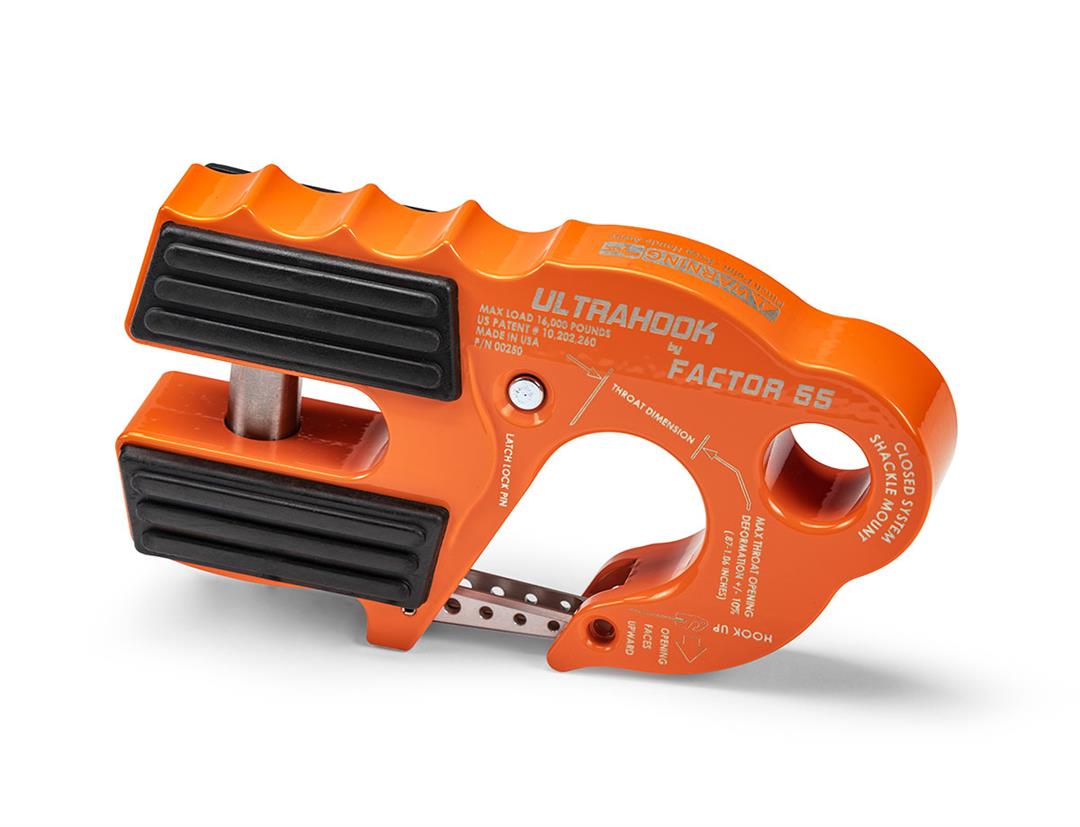Factor 55 UltraHook Closed System Winch Shackle Mount Orange