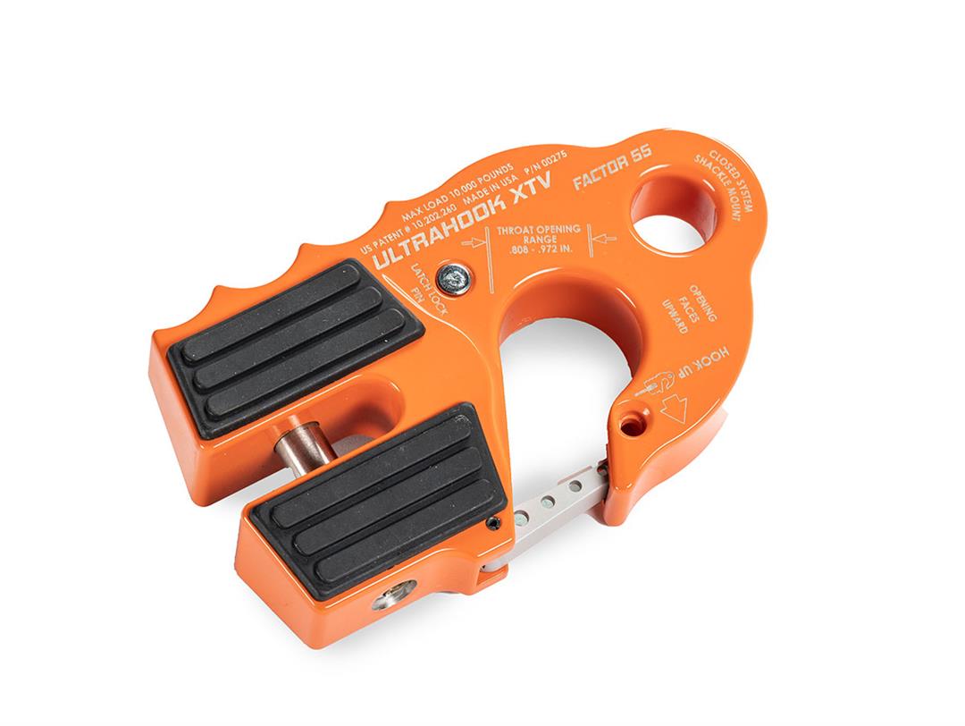 Factor 55 UltraHook XTV Closed System Winch Shackle Mount Orange