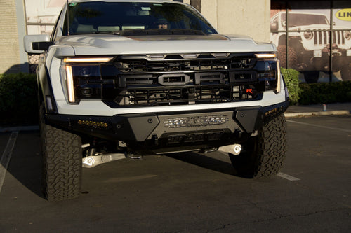 Close-up front view of a Ford F-150 Raptor R with an ADD Offroad front bumper