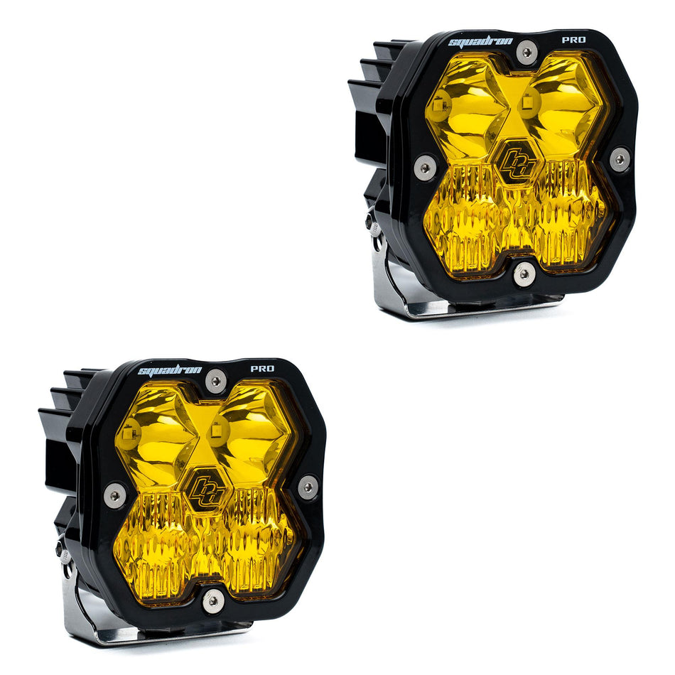 Squadron 2.0 Pro Black LED Auxiliary Light Pod Pair (No Harness) Universal Baja Amber Baja Designs