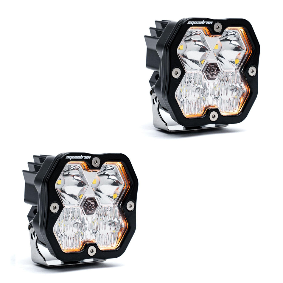 Squadron 2.0 Sport Black LED Auxiliary Light Pod Pair (No Harness) Universal Clear Baja Designs