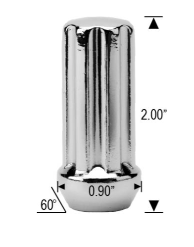 SPLINED LUG NUT 14mmx1.5 2.0" LONG