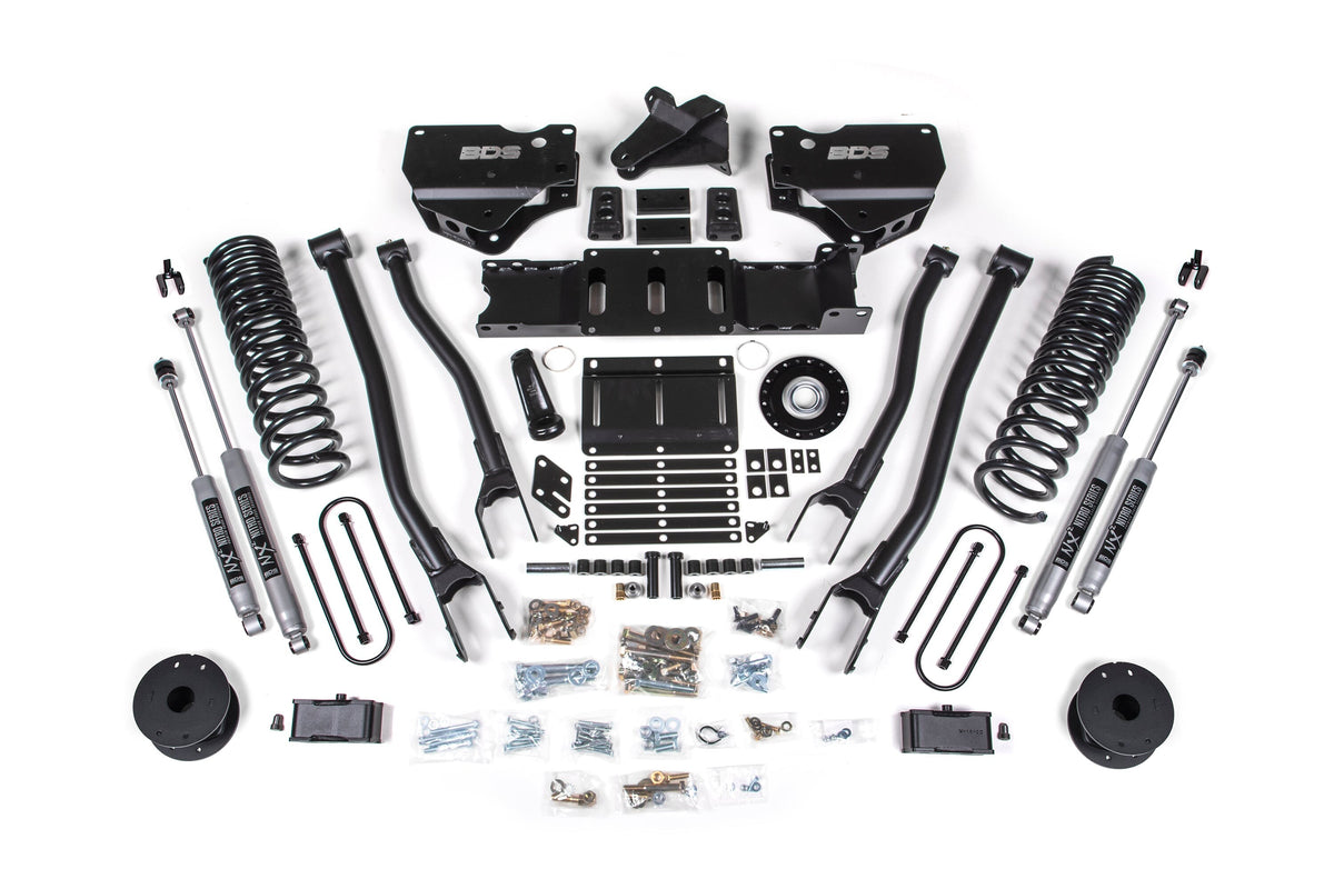 25-26 Ram 3500 (Gas) 4 Inch 4-Link Suspension Lift Kit W/ Indexing Ring, 3 Inch Rear Lift, OE Air Bag - NX2 Shocks - BDS...