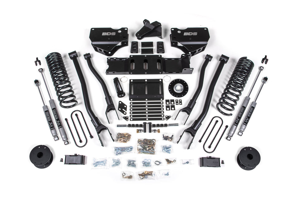 25-26 Ram 3500 (Gas) 4 Inch 4-Link Suspension Lift Kit W/ Indexing Ring, 3 Inch Rear Lift, OE Air Bag - NX2 Shocks - BDS...