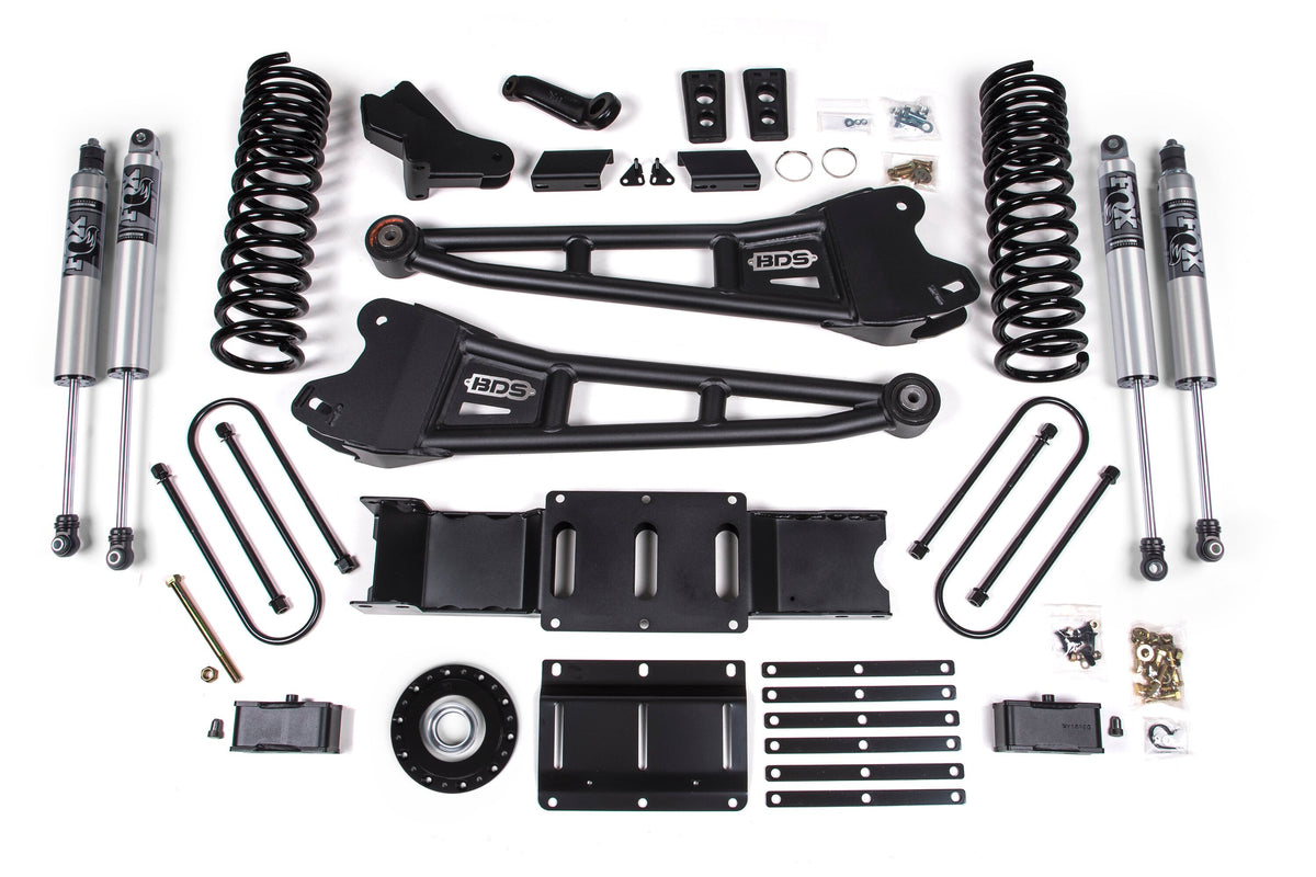 25-26 Ram 3500 (Gas) 4 Inch Radius Arm Suspension Lift Kit W/ Indexing Ring, 2 Inch Rear Lift w/ Overload, Block - Fox...