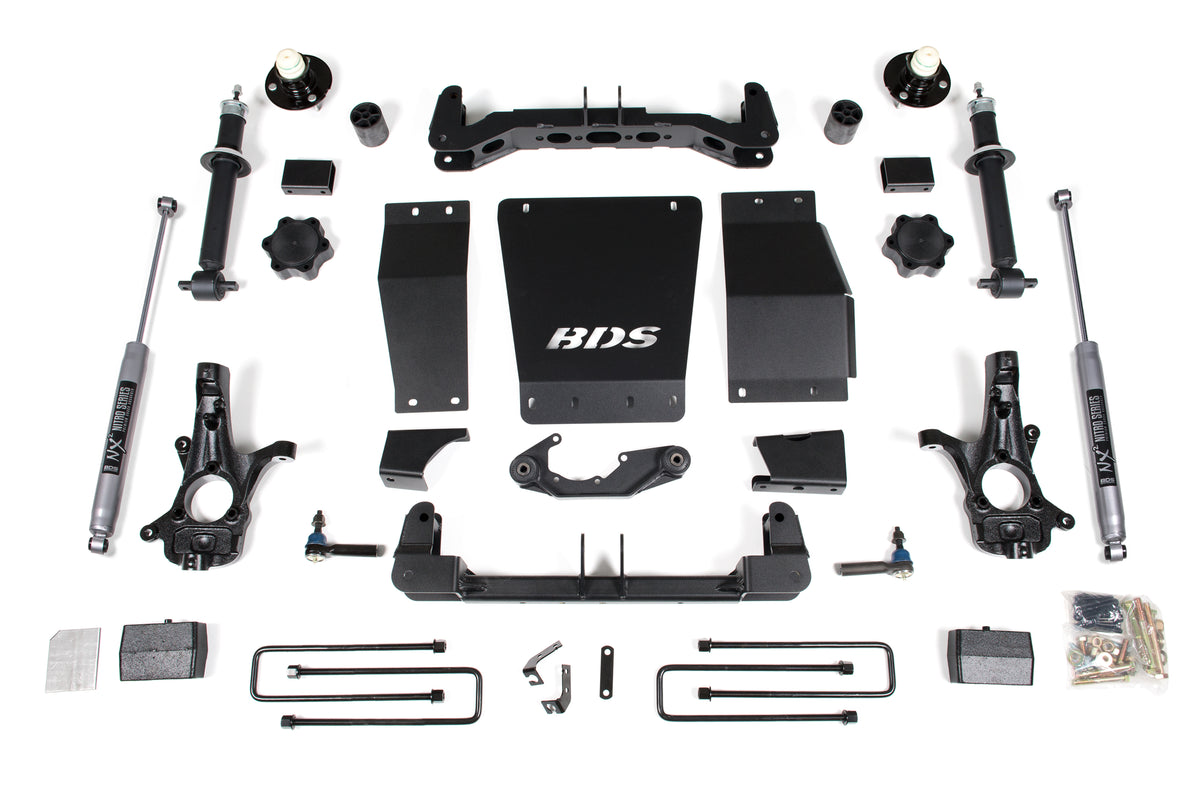 4 Inch Lift Kit Silverado/Sierra 1500 14-18 4WD Block Kit Aluminum/Stamped Steel Control Arm Fox 2.0 Performance Shocks -...