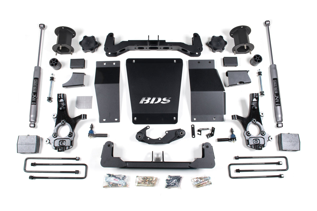 14-18 Chevrolet Silverado 1500 - GMC Sierra 1500 4WD 6.5 Inch Suspension Lift Kit (Cast Steel), 4 Inch Rear Lift, Block,...