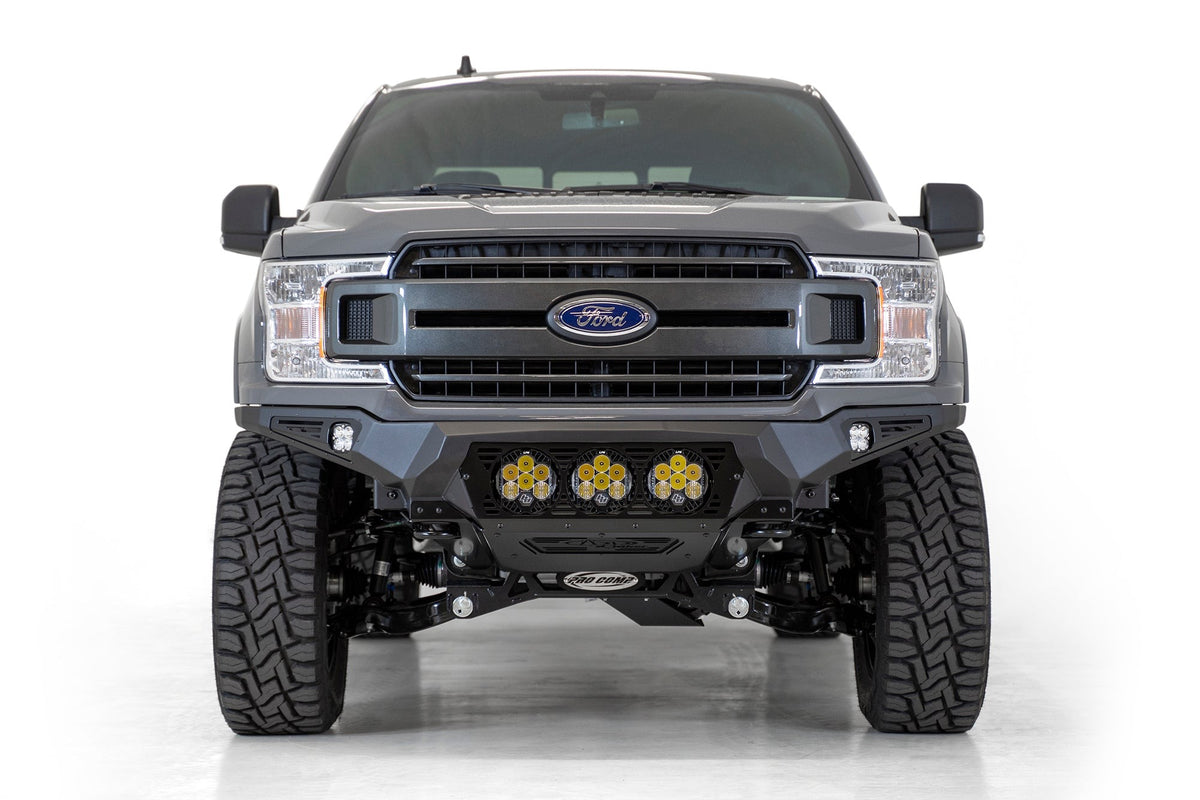 2018-2020 Ford F-150 Bomber Front Bumper Mounts for 3 Baja Designs LP6 Round Lights - Addictive Desert Designs F180014100103