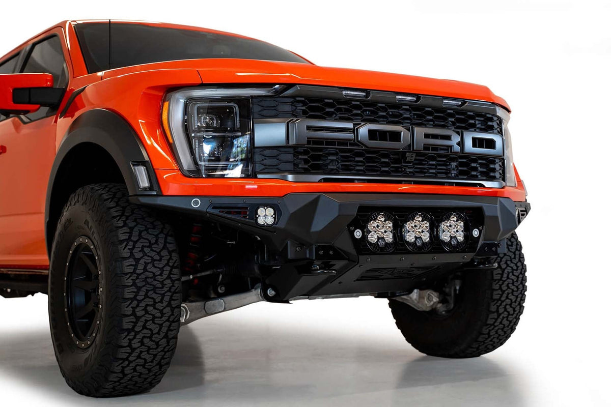 2021+ Ford Raptor Bomber Front Bumper Mounts for 3 Baja Designs LP6 Round Lights - Addictive Desert Designs F210014100103