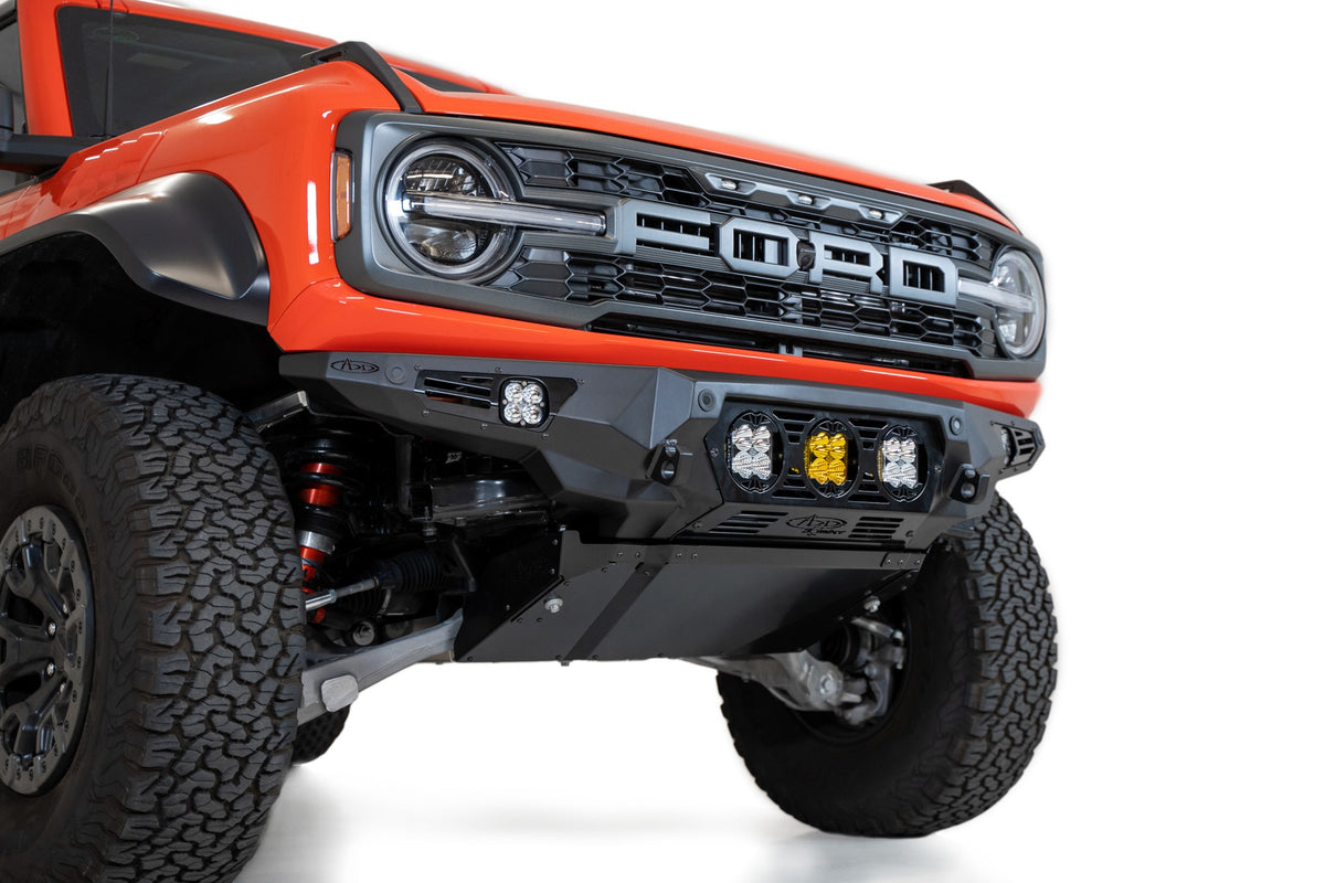 2022+ Ford Bronco Raptor Bomber Front Bumper Mounts for 3 Baja LP4 Lights - Addictive Desert Designs F260014120103