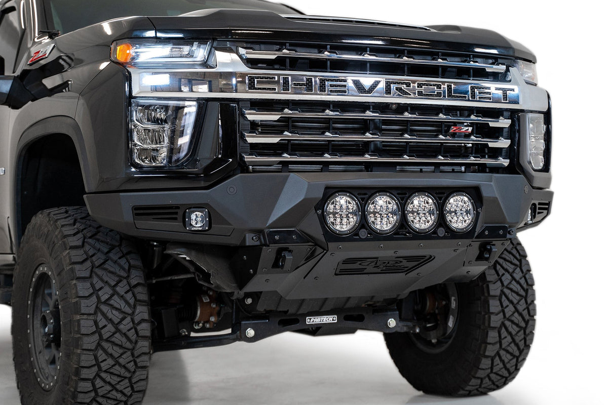 2020-2023 Chevrolet Silverado 2500/3500 Bomber Front Bumper Mounts for 4 rigid 360 6 Inch round lights - Addictive Desert Designs F270014110103