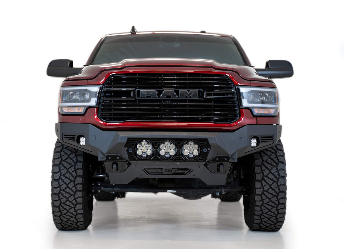 2019-2025 RAM 2500 3500 Bomber Front Bumper Mounts for three Baja Design's LP6 round lights - Addictive Desert Designs F560014100103 - view 3