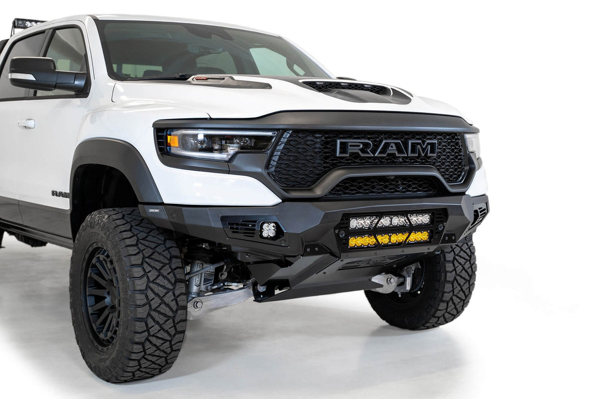 2021-2024 RAM 1500 TRX Bomber Front Bumper Mounts for two 20 Inch light bars - Addictive Desert Designs F620012140103 - view 4