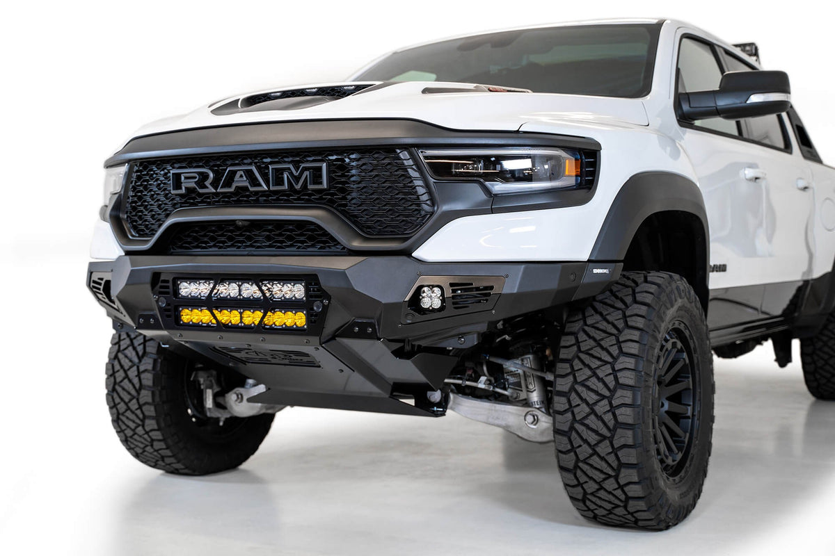 2021-2024 RAM 1500 TRX Bomber Front Bumper Mounts for two 20 Inch light bars - Addictive Desert Designs F620012140103 - view 5