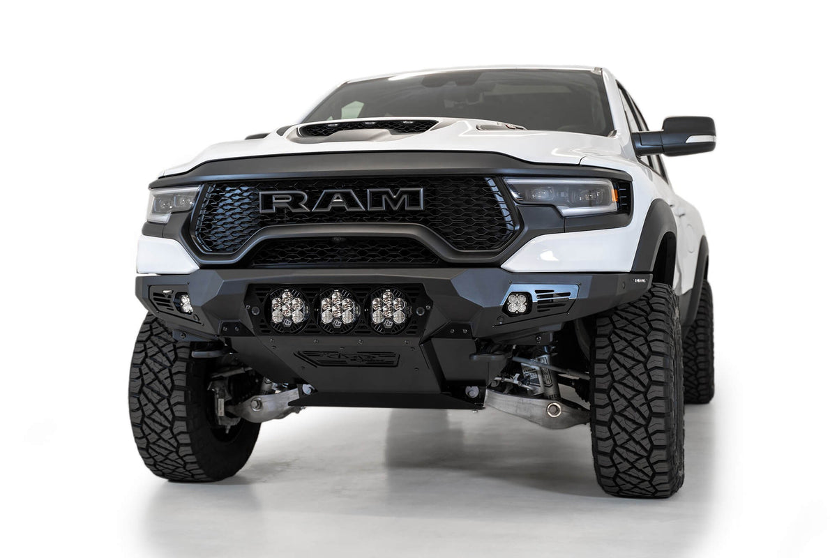 2021-2024 RAM 1500 TRX Bomber Front Bumper Mounts for 3 Baja Designs LP6 round lights - Addictive Desert Designs F620014100103 - view 6