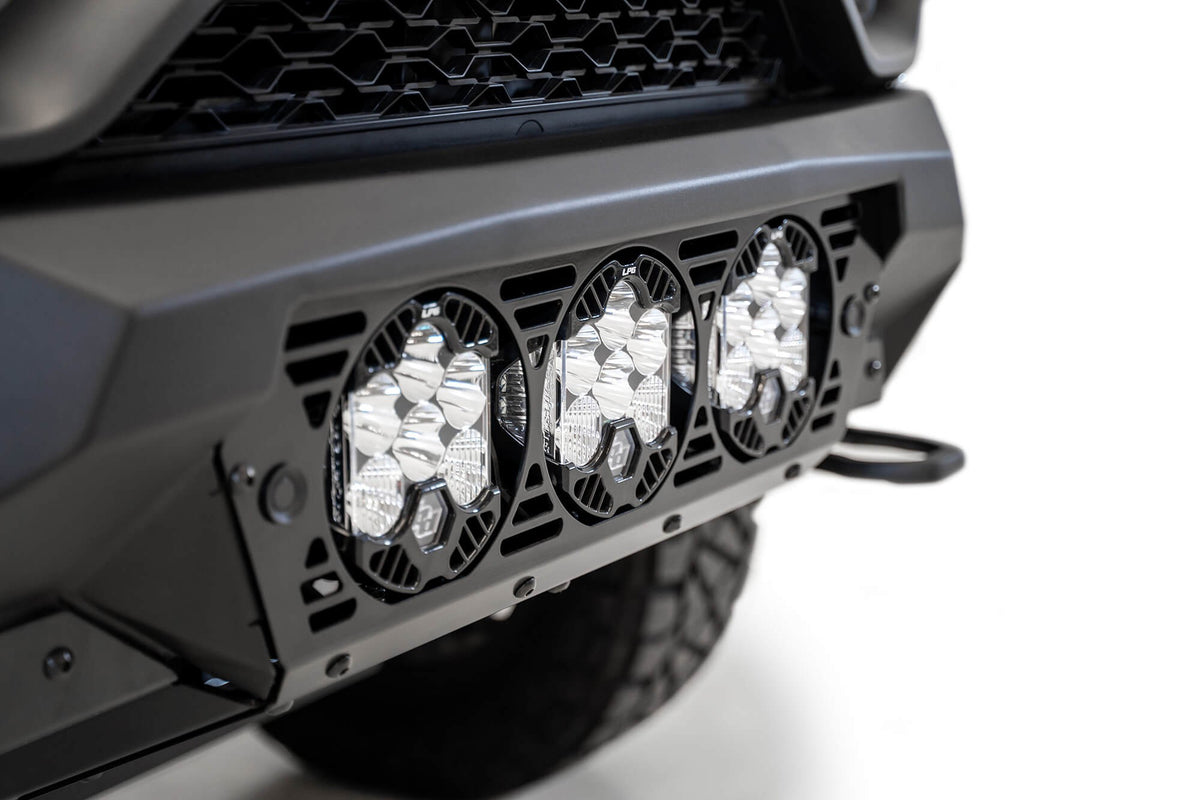 2021-2024 RAM 1500 TRX Bomber Front Bumper Mounts for 3 Baja Designs LP6 round lights - Addictive Desert Designs F620014100103 - view 7