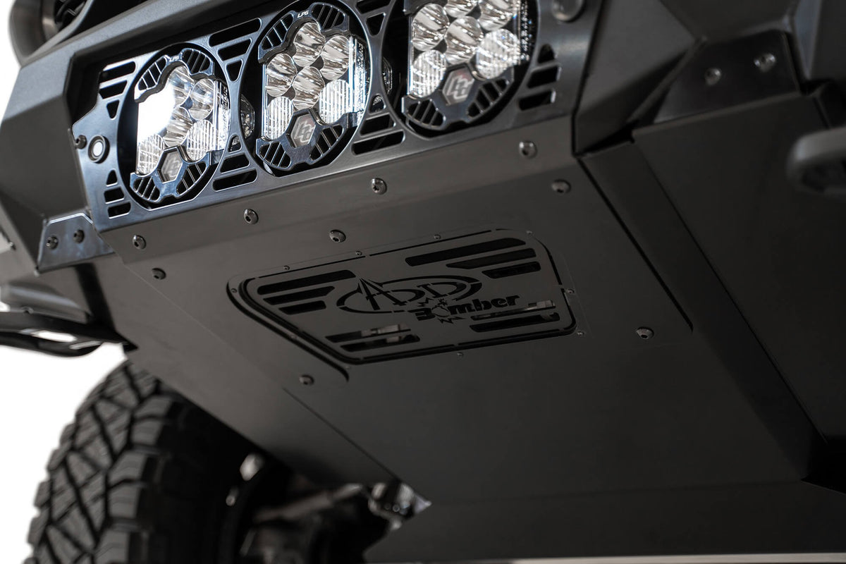 2021-2024 RAM 1500 TRX Bomber Front Bumper Mounts for 3 Baja Designs LP6 round lights - Addictive Desert Designs F620014100103 - view 10