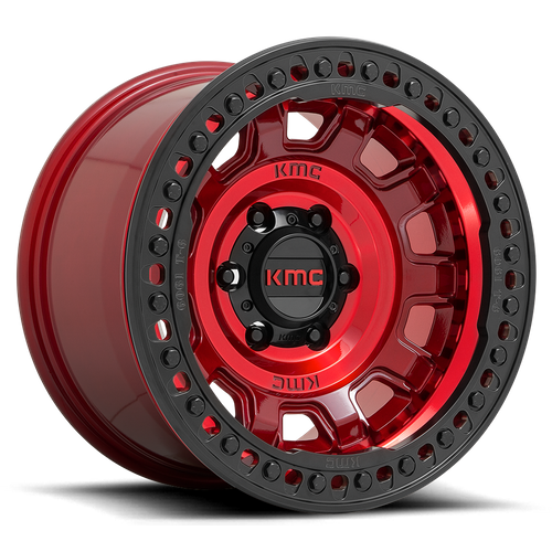 KMC Tank Beadlock 17x9 Candy Red wheel