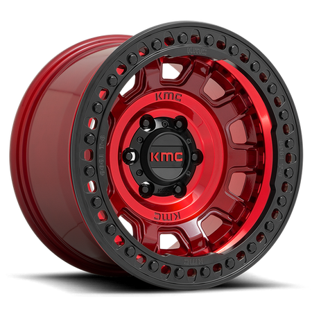 KMC Tank Beadlock 17x9 Candy Red wheel
