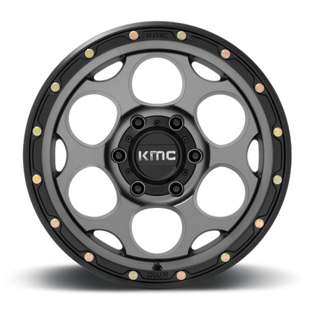 KMC Dirty Harry 18x8.5 Satin Gray W/ Black Lip wheel