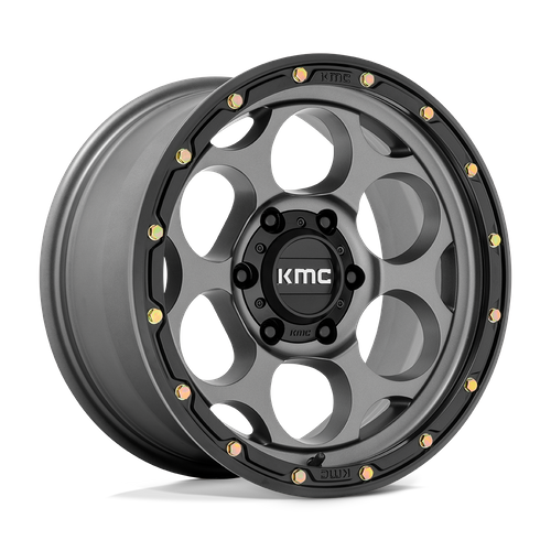 KMC Dirty Harry 17x8.5 Satin Gray W/ Black Lip wheel