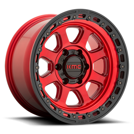 KMC Chase 20x9 Candy Red W/ Black Lip wheel