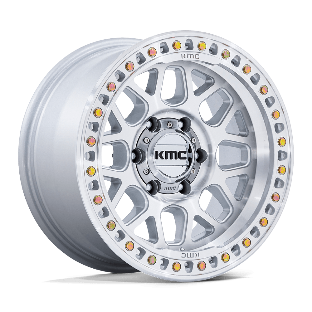 KMC Grs 17x9 Gloss Silver W/ Machined Face wheel