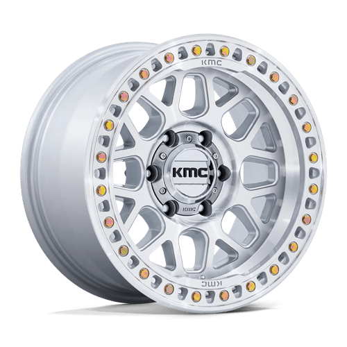 KMC Grs 17x9 Gloss Silver W/ Machined Face wheel