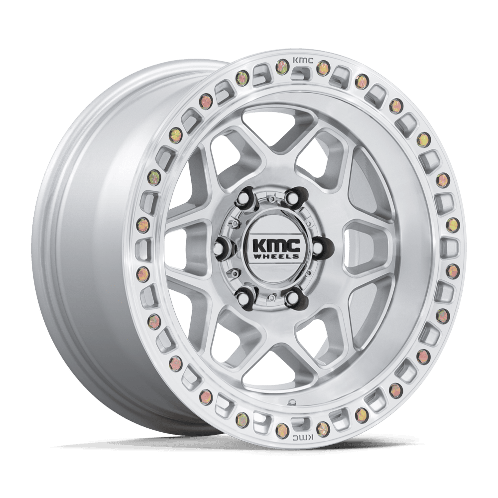 KMC Torx 17x8.5 Gloss Silver W/ Machined Face wheel