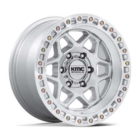 KMC Torx 17x8.5 Gloss Silver W/ Machined Face wheel