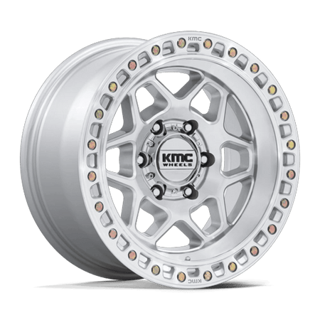 KMC Torx 17x8.5 Gloss Silver W/ Machined Face wheel