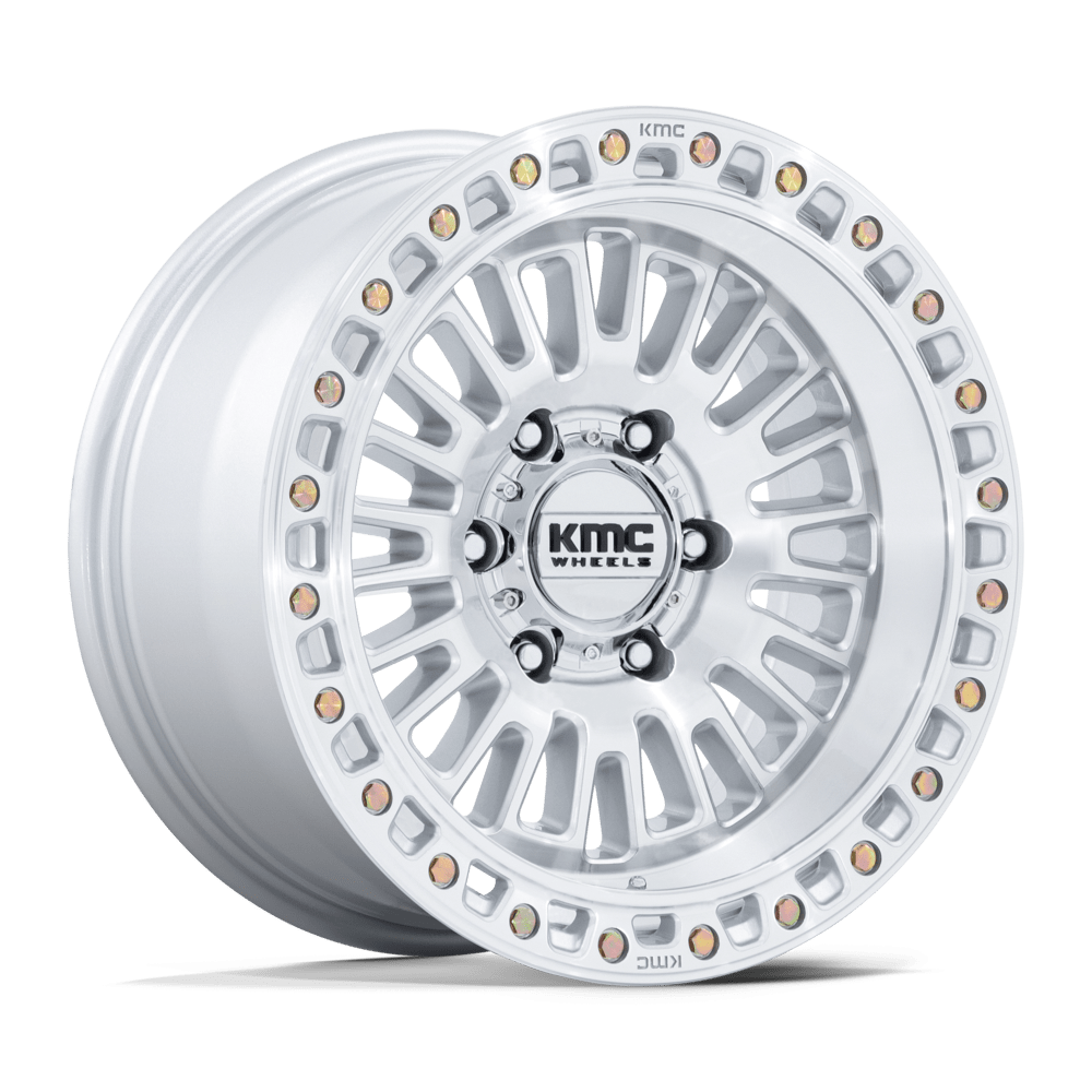 KMC Aztec 17x8.5 Gloss Silver W/ Machined Face wheel