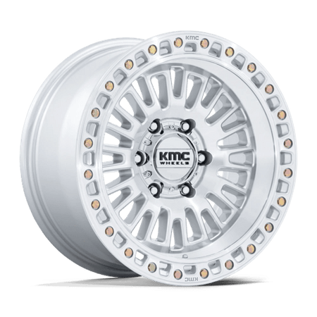 KMC Aztec 17x8.5 Gloss Silver W/ Machined Face wheel