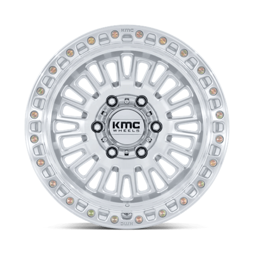KMC Aztec 17x8.5 Gloss Silver W/ Machined Face wheel