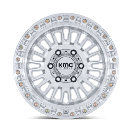 KMC Aztec 17x8.5 Gloss Silver W/ Machined Face wheel