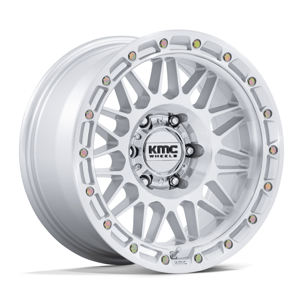 KMC Attack 18x9 Gloss Silver W/ Machined Face wheel