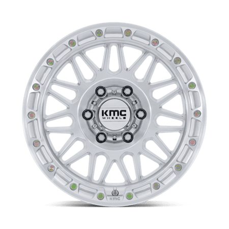 KMC Attack 18x9 Gloss Silver W/ Machined Face wheel