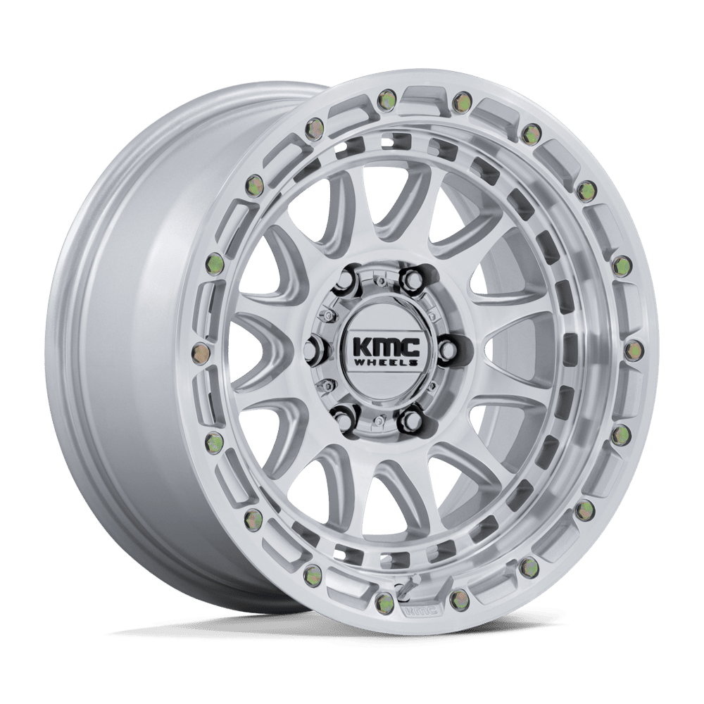 KMC Crux 18x9 Gloss Silver W/ Machined Face wheel