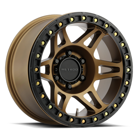Aluminum Wheels 17x9 Beadlock MR106 Bolt Pattern 6 On 139.7 Offset -44 Lip Size 0 Method Bronze BRZ Method