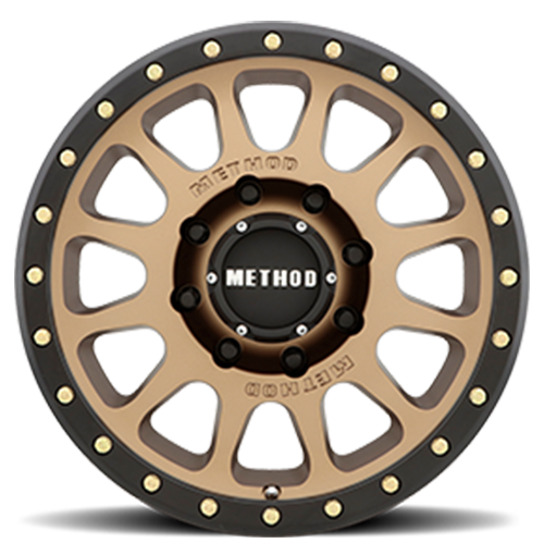 Aluminum Wheels 20x9 NV MR305 Bolt Pattern 8 On 165.1 Offset 18 Lip Size 1.42 Method Bronze BRZ Black Street Loc Method