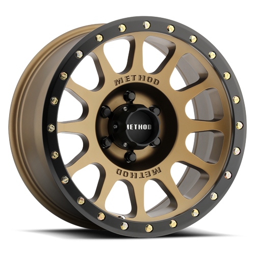 Aluminum Wheels 18x9 NV MR305 Bolt Pattern 6 On 139.7 Offset 0 Lip Size 1.34 Method Bronze BRZ Black Street Loc Method