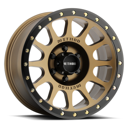 Aluminum Wheels 18x9 NV MR305 Bolt Pattern 6 On 139.7 Offset 18 Lip Size 1.38 Method Bronze BRZ Black Street Loc Method
