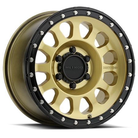 Aluminum Wheels 17x8.5 MR315 Bolt Pattern 6 On 139.7 Offset 0 Lip Size 1.65 Gold GD Black Street Loc Method