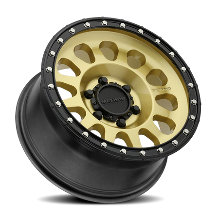 Aluminum Wheels 17x8.5 MR315 Bolt Pattern 6 On 139.7 Offset 0 Lip Size 1.65 Gold GD Black Street Loc Method