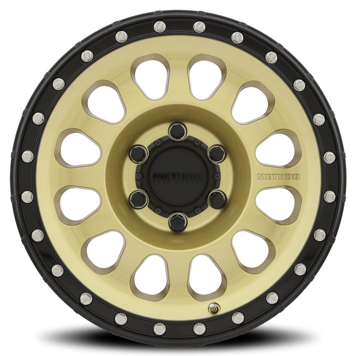 Aluminum Wheels 17x8.5 MR315 Bolt Pattern 6 On 139.7 Offset 0 Lip Size 1.65 Gold GD Black Street Loc Method
