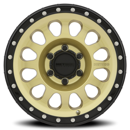 Aluminum Wheels 17x8.5 MR315 Bolt Pattern 6 On 139.7 Offset 0 Lip Size 1.65 Gold GD Black Street Loc Method