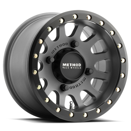 Aluminum Wheels 15x7 MR401 Beadlock UTV Bolt Pattern 4 On 156 Offset 38 Lip Size 0.79 Titanium GY Matte Black Ring Method
